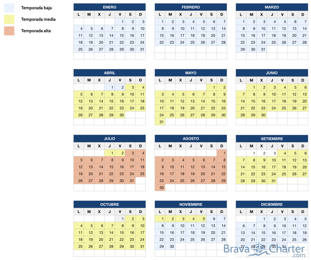 calendario 2021 brava charter