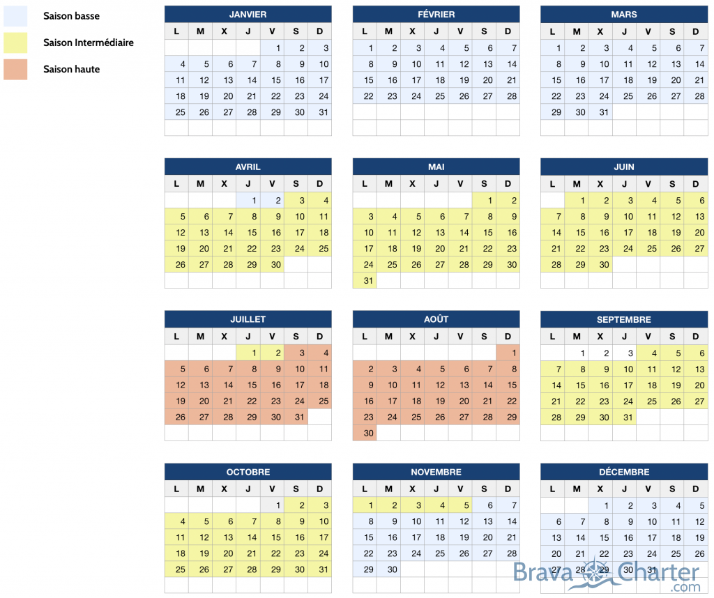calendrier 2021 brava charter